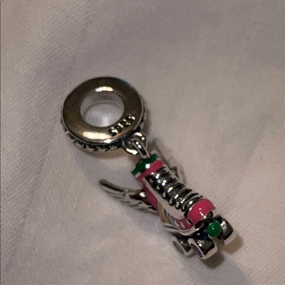 Pandora 925 Sterling Silver Colorful Roller Skate Charm Pendant with Wings - Picture 12 of 14
